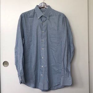 Peter Millar Light Blue Plaid Button Down - Large